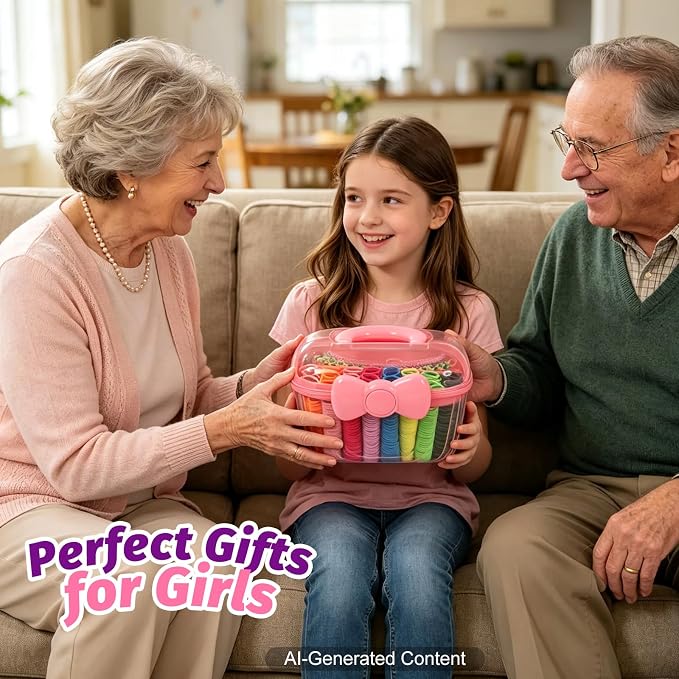 IQBOX Bracelet Making Kit Crafts for Girls 8-12 Birthday Gifts, 1000+ New Bands