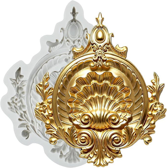 Baroque Polymer Clay Molds Baroque Curlicues Scroll Relief Lace Silicone Mold for Epoxy Resin Casting DIY Crafts Air Dry Polymer Crafts Supplies Clay Tools