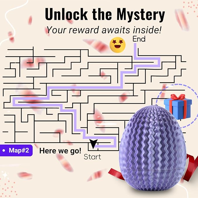 Maze Egg Money Puzzle Gift Box: Available in 4 Unique Internal Designs - Secret Cash Holder & Surprise Gift Container for Easter, Birthday, Wedding - Fun Brain Teaser Toy for Kids & Adults