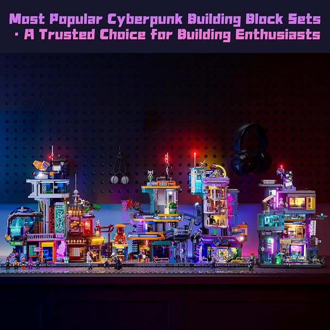 Lumibricks Cyber Couture Galleria Building Set - Cyberpunk Neon City Future Style Toy with Light Kit for Home Decor - Amazing Gift Idea for Boys & Girls, Adults & Sci-fi Lovers, 2701 Pcs