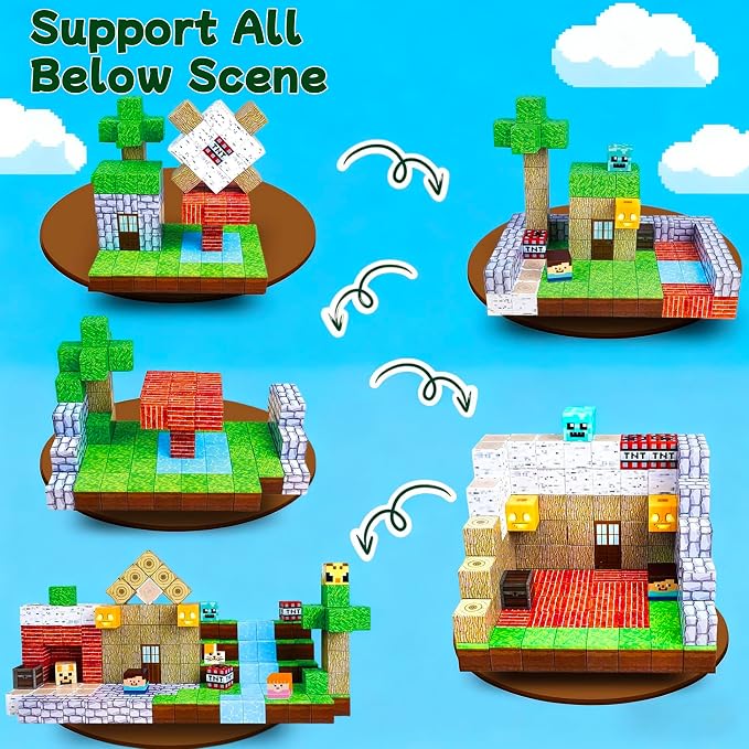 APUNOL 150 PCS Magnetic Blocks for Kids – STEM Magnetic Building Blocks Set, Magnetic Blocks for Boys & Girls Ages 3‑12, Creative Construction Toy Christmas & Birthday Gift