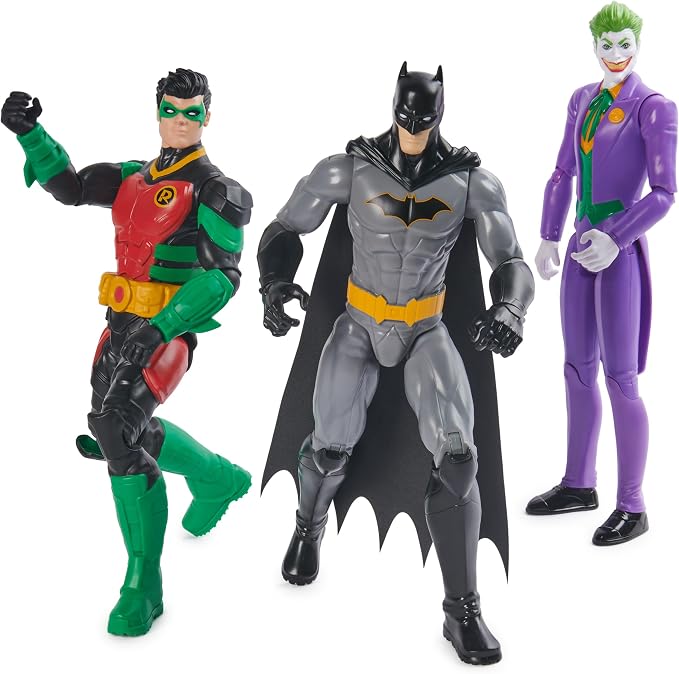 DC Comics Batman Action Figure Toys: Joker, Robin, and the Bat Man 12-inch Figures - Gotham City Edition, 11 Point Articulation - Super Hero Kids Gifts for Men, Boys & Girls