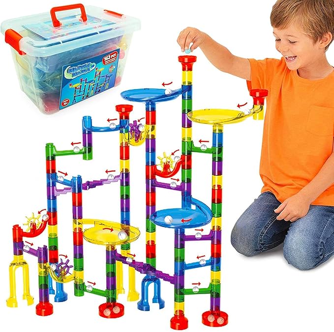 Marble Mania 162 Piece Marble Run Plus Storage Tub for Kids 4-8 Year Old | Storage Tub Included, 162 Pieces, Construction Toys, Educational STEM Toys For 4+ Year Olds