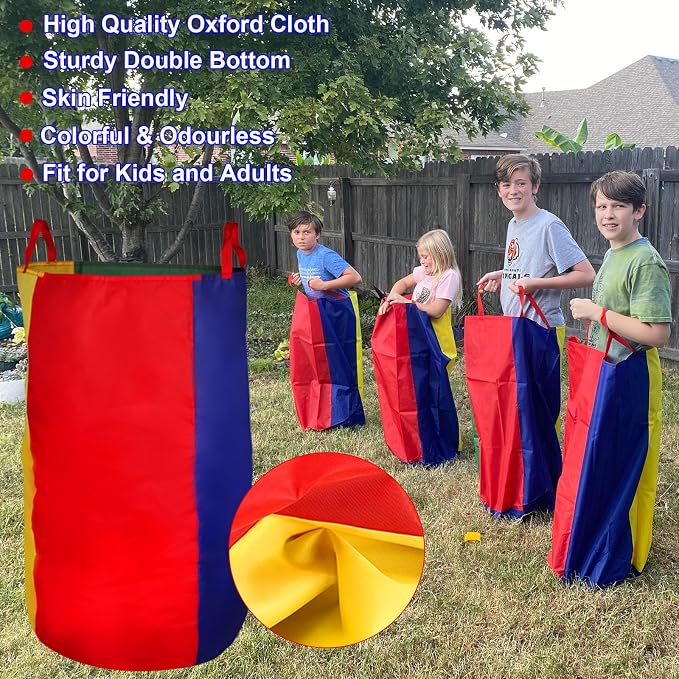 CWLAKON 6 Pack Potato Sack Race Bags for Kids Adults Family Outdoor Field Day Birthday Party Yard Backyard Camping Picnic Easter Fall Themed Thanksgiving Halloween Christmas 4th of July Party Games