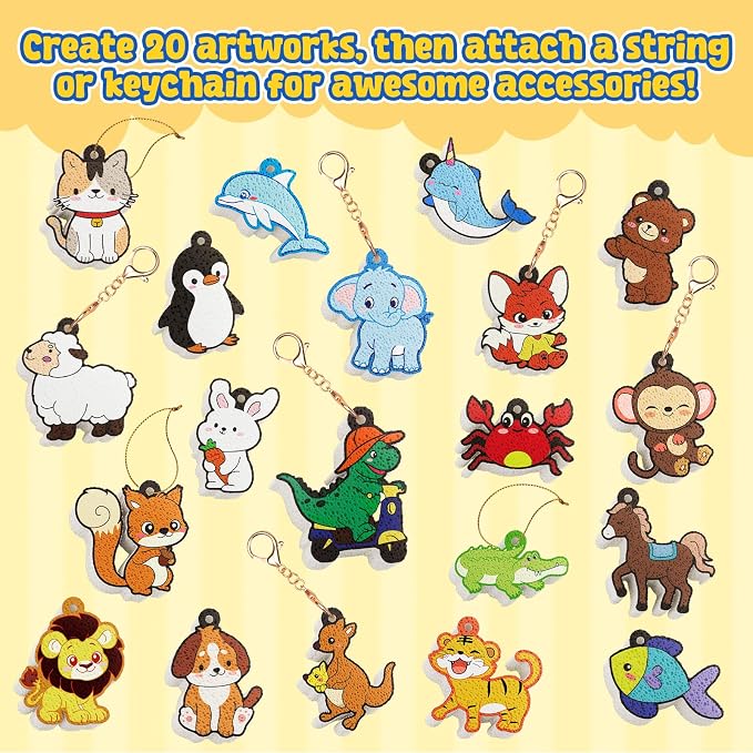 JoyCat 3D Art Kit- DIY Foam Texture Painting Kit, Animals Magic Puffy Paint Kit, 20 Pcs Mess-Free Paint Craft for Kids, DIY Color Activity, Creative Gift for Girls & Boys Ages 4, 5, 6, 7, 8, 9, 10