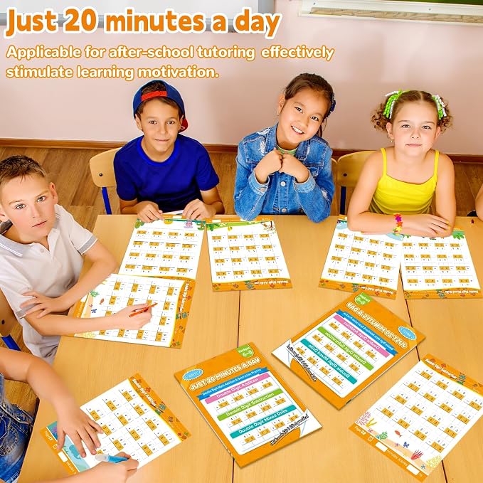 Addition and Subtraction Workbook Double Digit Math Problem Workbook for 1st Grade 2nd Grade 3rd Graders, Addition&Subtraction Worksheets for Ages 5-9, Math Repetition Exercise Daily, 56 Pages