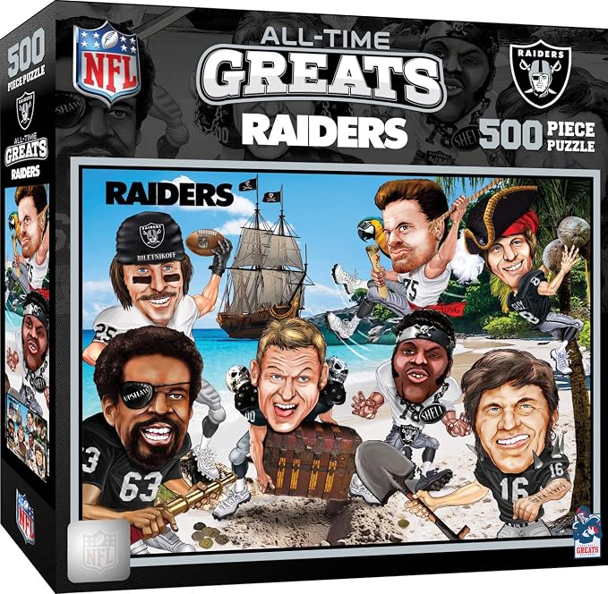 MasterPieces 500 Piece Sports Jigsaw Puzzle for Adults - NFL Las Vegas Raiders All-Time Greats - 15x21"