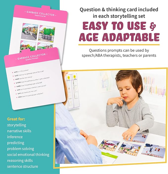 SPARK INNOVATIONS Kids Story Cards Sequence Game Large Storytelling and Sequencing Cards. Community Helper Stories for Sentence Building Educational Picture Card Games