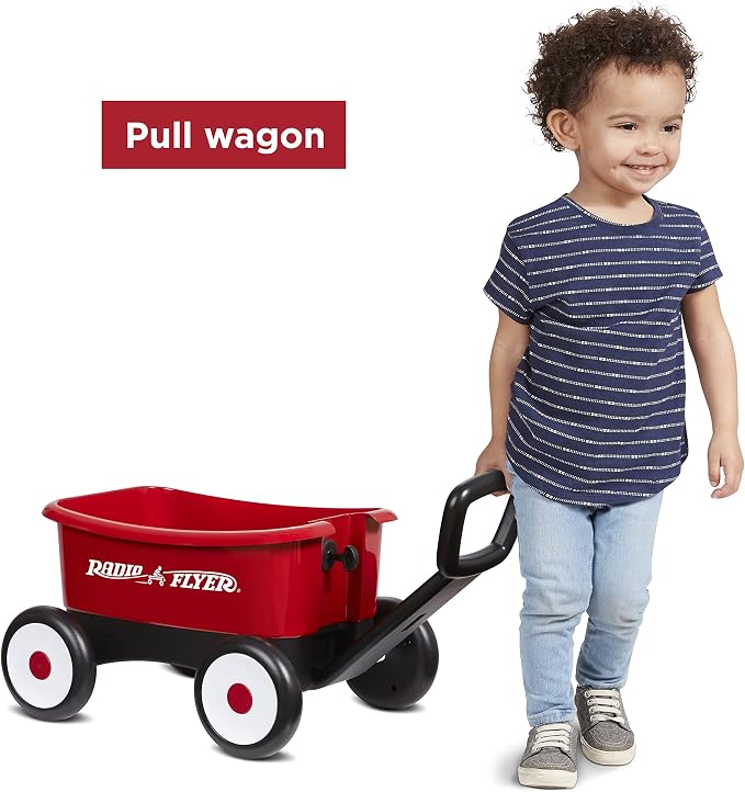Radio Flyer Push & Pull Walker Wagon, Red, for Kids 1-4 Years Old, Locking Handle for Stability, Baby Push Walker Converts to Pull Wagon, for Indoor & Outdoor Play, Amazon Exclusive