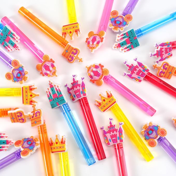 24PCS Princess Bubble Wands Toys for Kids, Princess Birthday Party Favors Supplies Decorations, Classroom Prizes, Pinata Fillers, Goodie Bag Stuffers Gifts