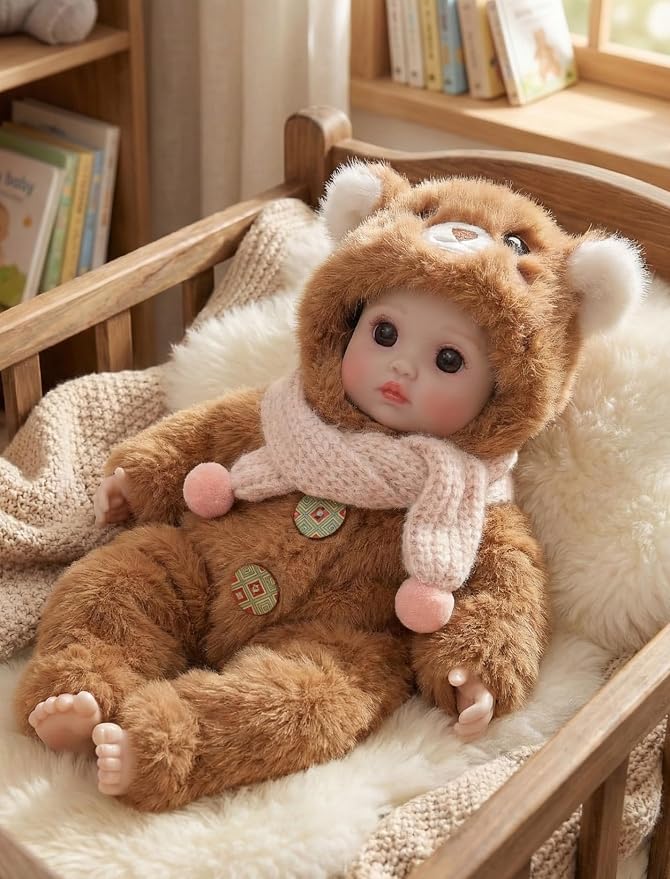 Baby Dolls, 15 Inch Realistic Soft Body Baby Doll Real Life Baby Dolls with Accessories, for 3+ Year Old Girls, Pretend Play, Collection, Gift-Ready (Brown)