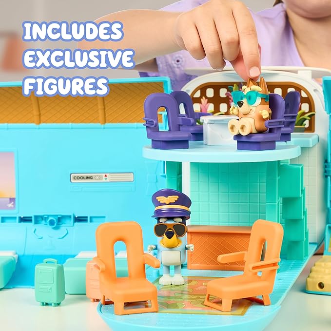 Bluey 3-in-1 Transforming Airplane Toys for Kids, Resort & Boat | Includes 15 accessories, 5 figures, and 25+ sounds from the show for toy figures & playsets fans ages 3+