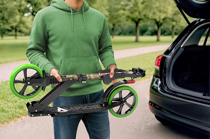 Campior Kick Scooter for Ages 6+, for Kids, Teens, and Adults, Max Load 240 LBS, Foldable, 8-inch Big Wheels for Kids and Adults, with Kickstand, 3 Adjustable Levels, Child Safety Approved, Graffiti
