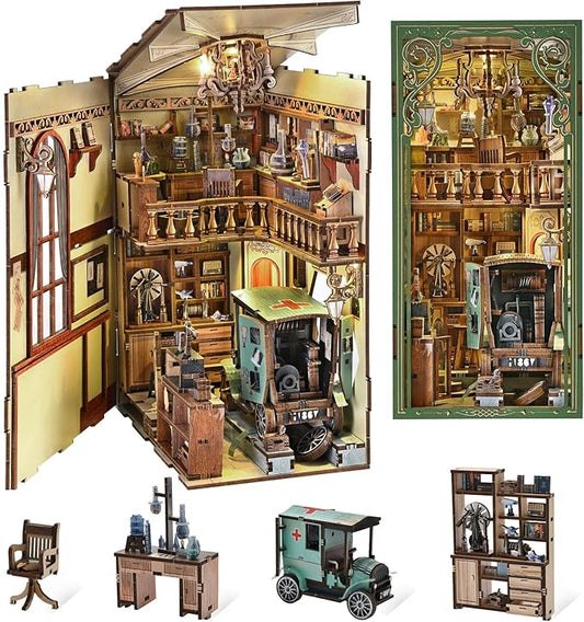 CCCDF Book Nook Kit, DIY Scene Miniature House Kit Tiny House Mini Booknook Craft Bookshelf Decor, 3D Puzzles for Adults, Gifts for Book Lovers (The Radium Lady)