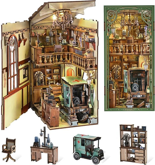 CCCDF Book Nook Kit, DIY Scene Miniature House Kit Tiny House Mini Booknook Craft Bookshelf Decor, 3D Puzzles for Adults, Gifts for Book Lovers (The Radium Lady)