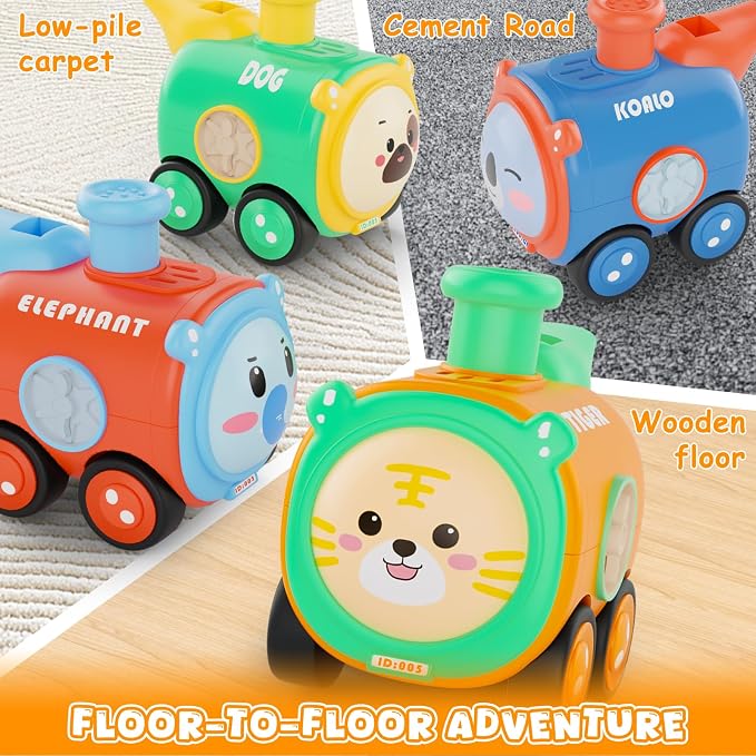 Keamaidy Baby Train Car Toys for Toddler 1-3, 4PCS Press to Go Push Car, Infant Play Whistle Vehicle Toy Set for 12-18 Months, 1st Birthday Christmas Easter Gifts for 1-2 Years Old Boys