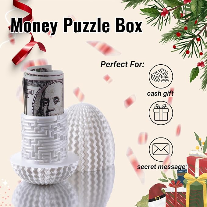 Maze Egg Money Puzzle Gift Box: Available in 4 Unique Internal Designs - Secret Cash Holder & Surprise Gift Container for Easter, Birthday, Wedding - Fun Brain Teaser Toy for Kids & Adults