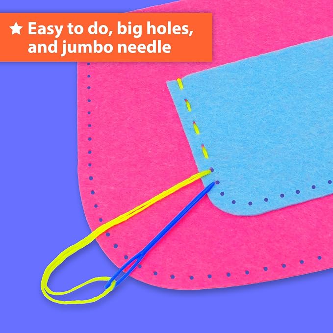 KRAFUN Sewing Bag Kit for Beginner Kids - 6 Animal Themed Projects Age 6+ | Sew 6 mini animal-themed bag & case holders. Instructions & felt included. Gift for girls & boys learning to sew