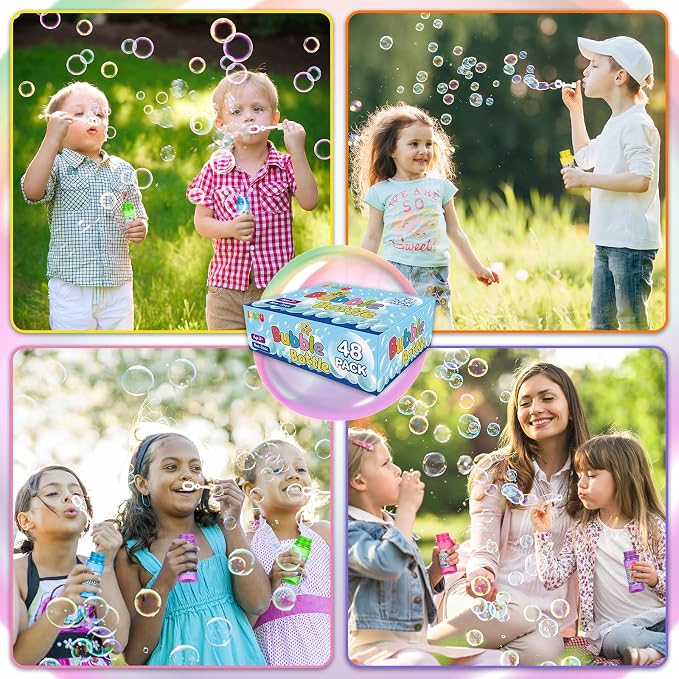 IJIGU Bubble Bottles 36 Pack (2oz), Bubbles for Kids, Bubble Solution with Bulk Wands in 6 Colors as Party Favors for Toddlers 1-3, Summer Outdoor Toy Gift for Boys & Girls