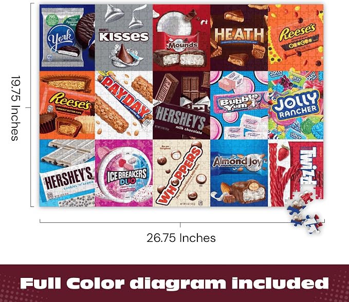 Buffalo Games Hershey Candy Grid 1000 Piece Jigsaw Puzzle for Adults – Classic Chocolate Candy Puzzle with Large Reference Poster