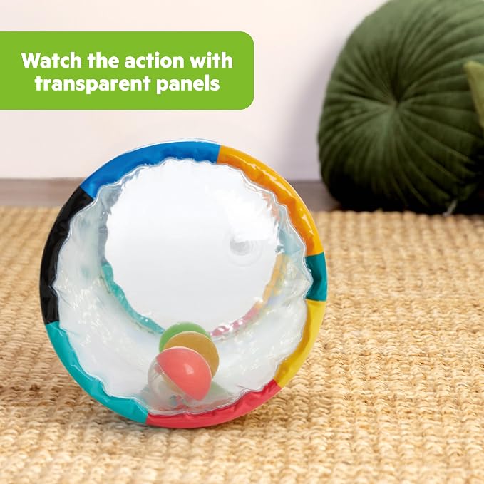 Bright Starts Roll-Along Rainforest Baby Toy, Push & Crawl Activity Toy with Rattle Balls, Portable Travel Roller Toy for Infants & Toddlers, Unisex, 0M+