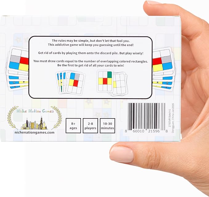 Niche Nation Games Overlap - Award-Winning Deceptively Simple Strategy Card Game for Adults and Families - 2 Player Game or Up to 8 Players - Easy to Learn Mensa Recommended Brain Game