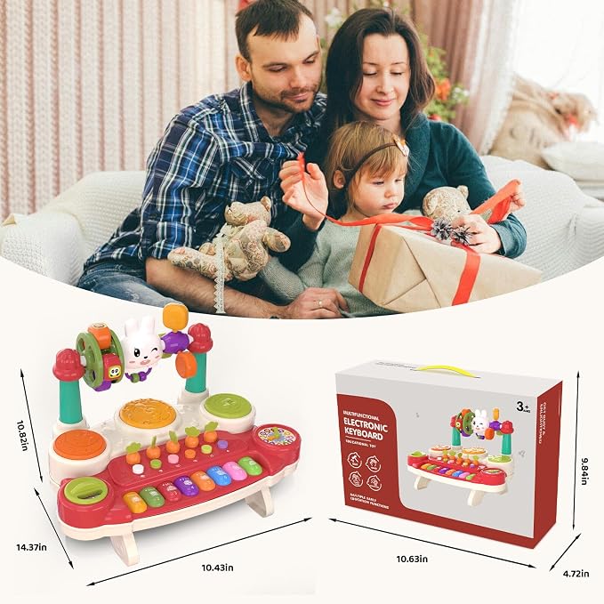 20-in-1 Piano Keyboard Musical Toy Interactive Drum for 1-3, Red | STEM Educational Sensory Toy - Montessori Preschool Electronic Learning Instrument - Toddlers 1st birthday gift