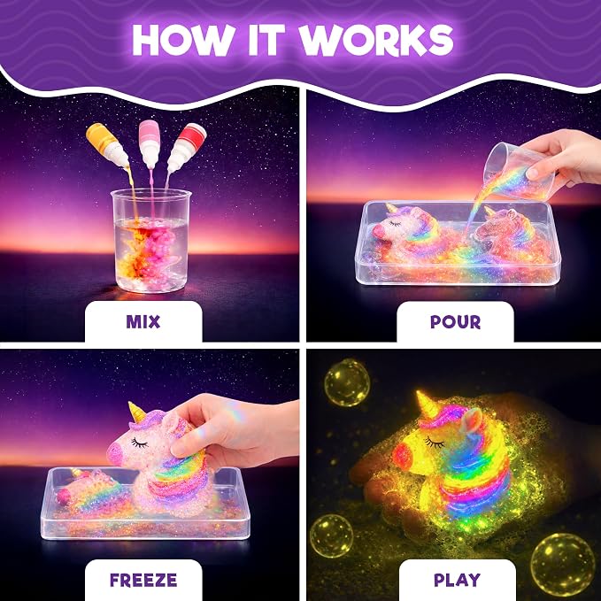 Doctor Jupiter Unicorn Glow Soap Making Kit for Kids, Unicorn Toys for Girls Ages 4-5-6-7-8 | Crafts for Girls, Birthday Gift Ideas for 4+ Year olds | 25+ Soap Recipes