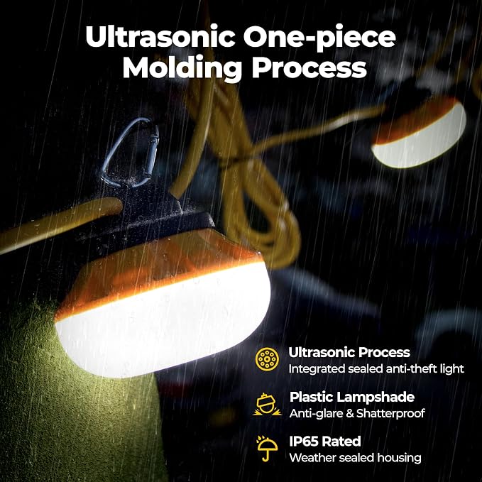 100FT 3-Prong Construction String Lights, LED Work Light, ETL Certified, IP65 Waterproof, Linkable up to 8 Sets, Temporary Lighting for Jobsite, Attic, Garage