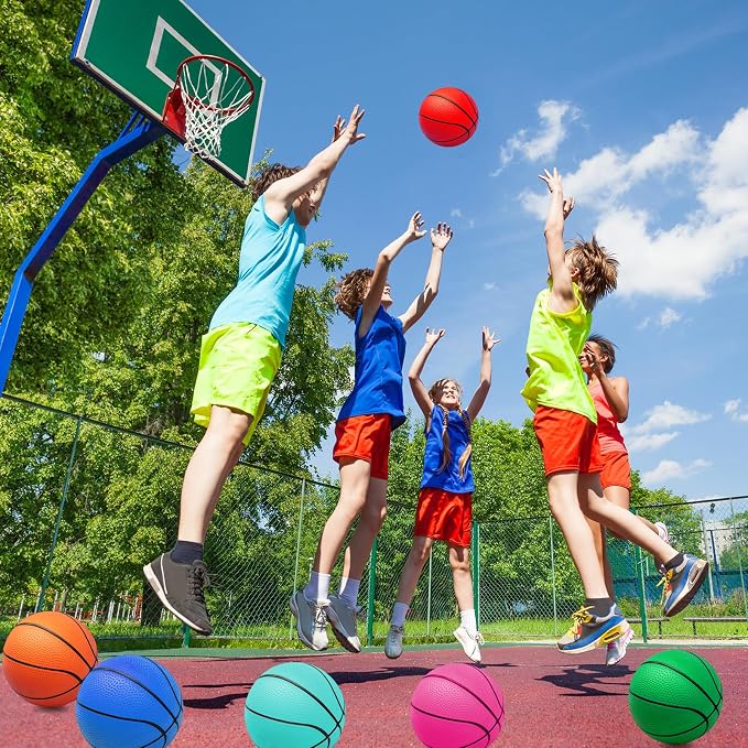 Oleitodh 30Pcs 7" Mini Basketball Balls Bulk PVC Small Basketballs for Over The Door Basketball Hoop Games Party Favors Indoor Outdoor Play Adults Kids Pool Beach Colorful