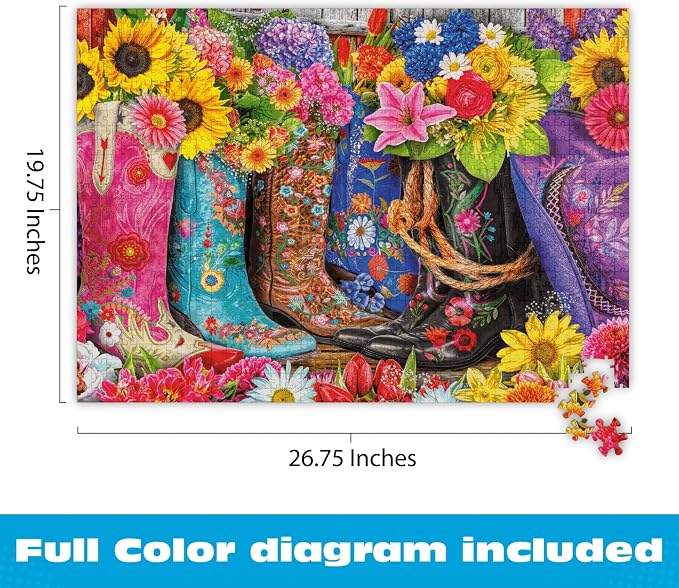 Buffalo Games Lars Stewart Cowgirl Colors 1000 Piece Jigsaw Puzzle - 26.75 x 19.75 in - Vibrant Western Art - Reference Poster - Jigsaw Puzzles for Adults