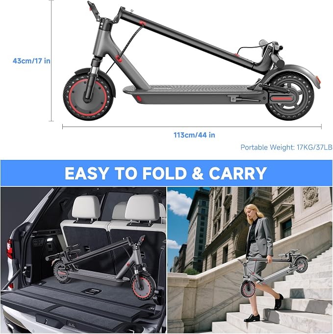 Aovowheel Electric Scooter for Adults, Folding E Scooter with 350W/500W Motor 16/24 Mph Top Speed, Max 19-23 Miles Long Range, 8.5''/10''/14''Tires Commuting Scooters with Dual Brakes System, APP