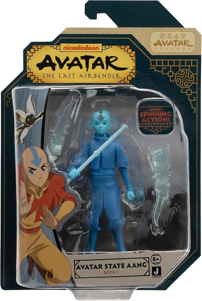 Jazwares Avatar: The Last Airbender Avatar Aang (Book One) - 4.5-Inch Scale Figure with Staff, Air Effects, and Battle Actions