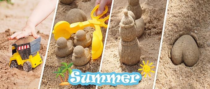 4 Pcs Sand Molds Maker, Beach Toys for Kids, Duck/Ball/Heart/Snowman Shapes, Sandbox Outdoor Play Sand Toys, Gifts(Red/Pink/Yellow/Blue)