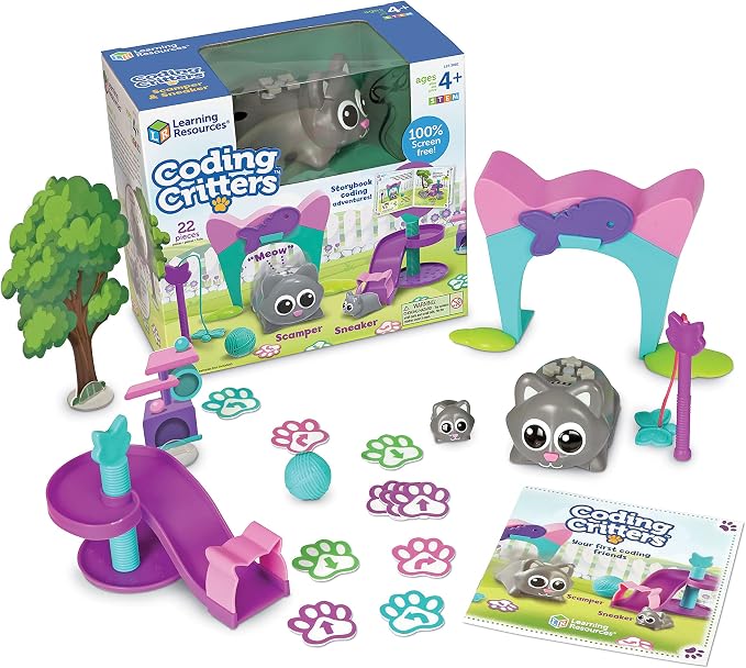 Learning Resources Coding Critters Scamper & Sneaker, Screen Free Toys Coding for Kids, Electronic Learning & Education Toys for Preschool STEM Ages 4 and Up