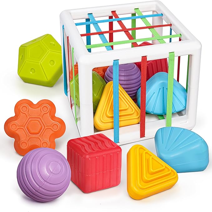LiKee Montessori Toys for 1 Year Old Multi Sensory Shapes, Toddler Developmental Learning Birthday Gifts, Baby Toys 12+ Months (Activity Cube)