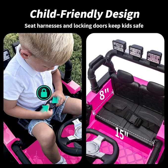 Hikiddo 24V Kids Ride on Car, Kids Electric Vehicles Car Ride on Toy Truck for Toddlers 3-5 w/Remote Control, 400W Motor - Pink