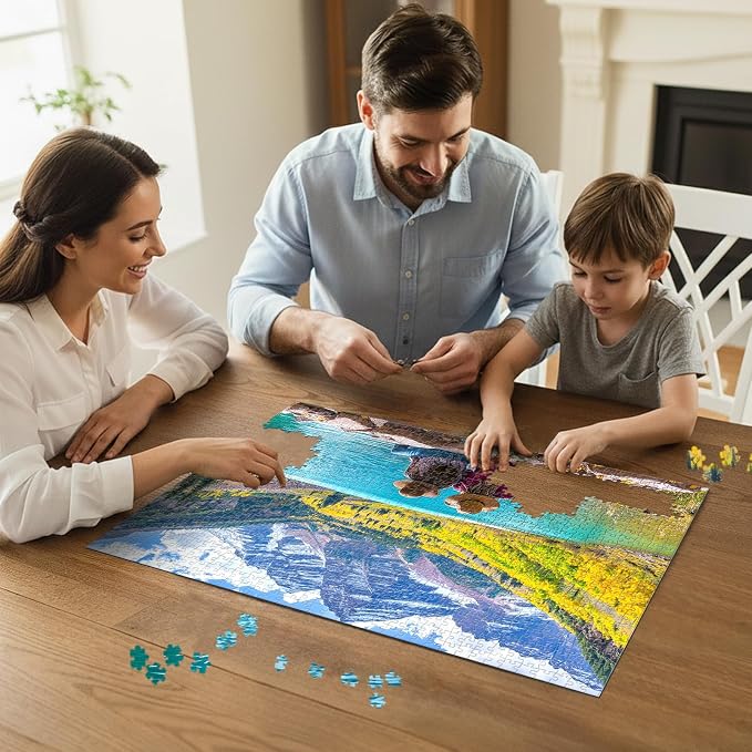 Autumn Mountain Lake Puzzles for Adults 1000 Pieces,Challenging Jigsaw Puzzles for Adults,Difficult Impossible Puzzle for Family Game Night,Puzzle with Letters on Back,Recycled Paper Jigsaw Puzzle