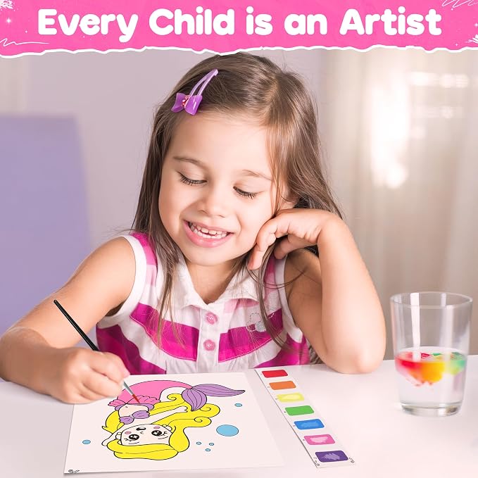 ZIZZ Paint with Water Coloring Books for Toddlers, Princess Watercolor Painting Sets for Kids Ages 3-5 4-8 Years Old, No-Mess Drawing Activity Art Craft Toys Birthday Valentine's Day Gifts for Girls
