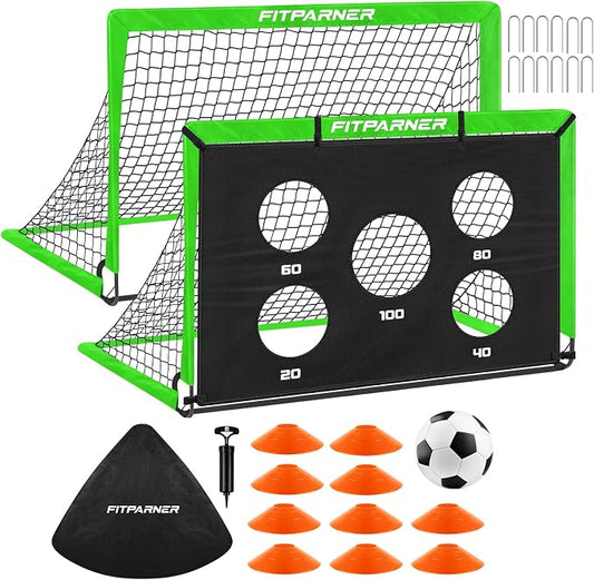 Soccer Goal,Backyard Soccer Goals for Kids 2 Pack,4x3/6x4 FT Portable Toddler Soccer Nets with Target,Ball & Cones,Soccer Training Equipment for Kids Youth Outdoor Games,Sports,Play