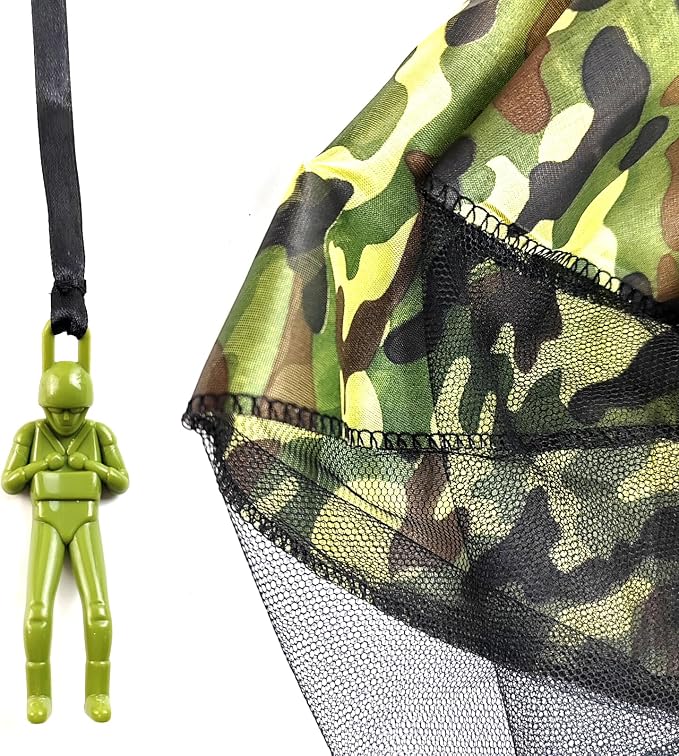 ROYHOO 15PCS Army Camo Parachute Toys for Kids Hand Throwing Outdoor Games, Army Men Action Figures Tangle Free Throwing Parachute Outside Toys Gifts for Kid Ages 3-16