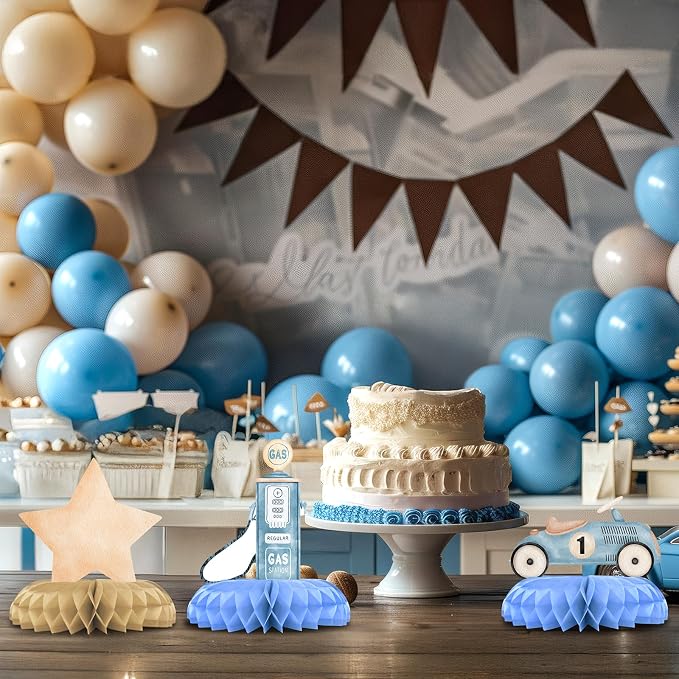Vintage Race Car 1st Birthday Honeycomb Centerpieces 12 Pack, Race Car First Birthday Decorations, Boy First Birthday Race Car Theme Party Table Centerpieces, Retro Racing Party Supplies