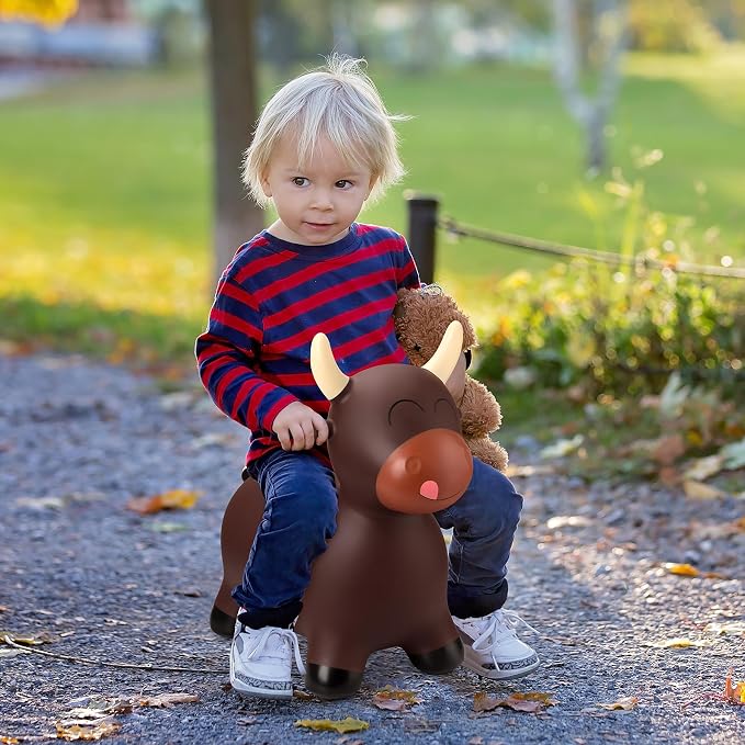 Bouncy Animal Hopping Toys, Inflatable Horse Animal Hopper Ride-On, Inflatable Bull Riding Toys for Boys Girls, Birthday Gift for 18 Months 2 3 4 5 6 Years Old Toddler