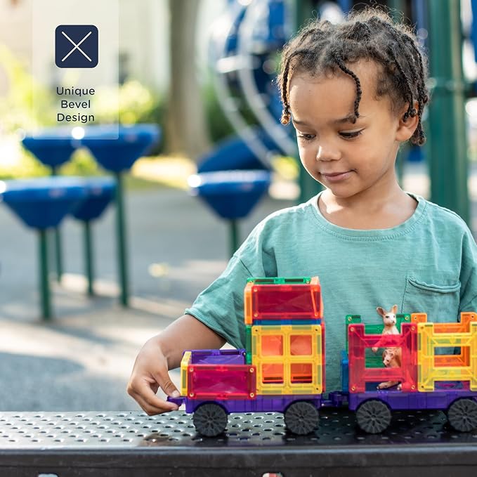 CONNETIX Magnetic Tiles Rainbow Transport Pack, 50 Pieces