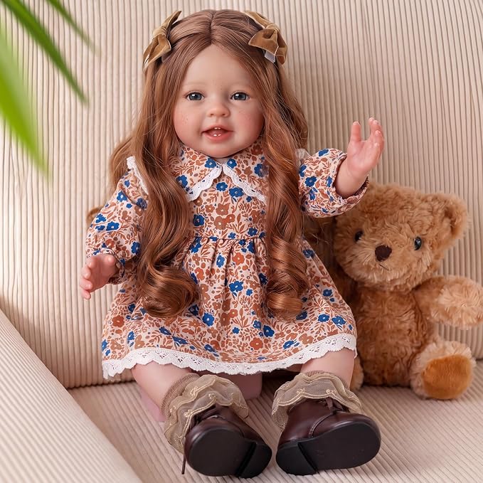 BABESIDE Lifelike Reborn Baby Dolls Dara - 20 Inch Realistic-Newborn Baby Doll Long Hair Girl Handmade Real Life Baby Dolls with Clothes and Toy Accessories Gift for Kids Age 3+