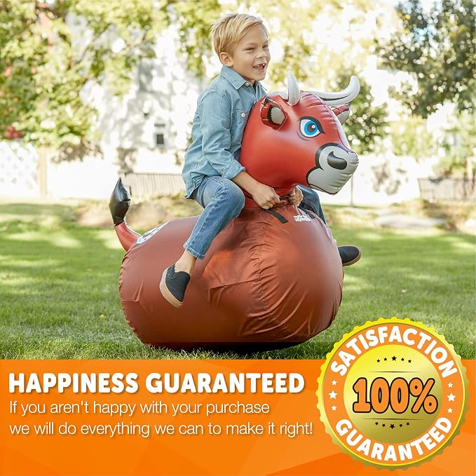 Waddle Hip Hoppers Bouncy Hopper Inflatable Hopping Animal Bouncer, Supports Up to 250 Pounds, Ages 5 and Up (Brown Bull)