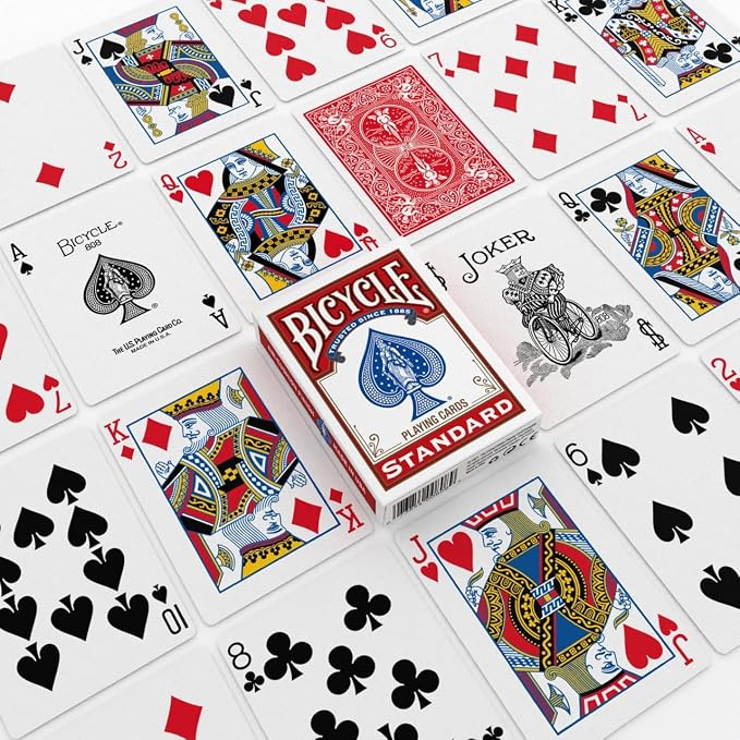 Bicycle Playing Cards 4 Pack, Standard Index Poker Size Decks in Red and Black for Poker, Blackjack, Rummy, Family Game Nights, and Classic Card Games, All Ages