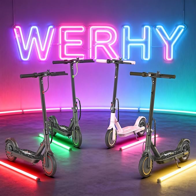 Werhy Kids Electric Scooter, 350W Motor, 19 Mph Speed & 15 Miles Range, 8.5" Solid Tires, Lightweight Foldable Scooter with Dual Braking System, Max Load 265LBS