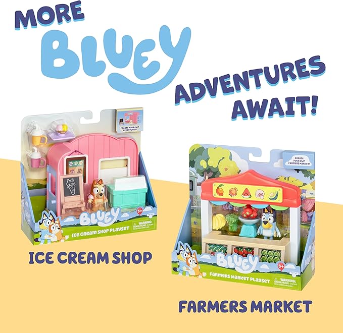 Bluey Basic Pizza Girls and Muffin Toy Vehicle, Interactive, Robust Toddler Toy Car with Muffin Figurine, Toddler Cars for Ages 3+