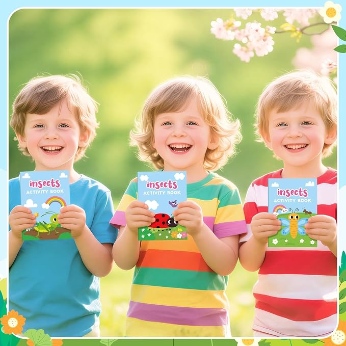 Insect Activity Books for Kids -24Pcs Bulk Insect Theme Games Coloring Book Set Mini Mazes Word Search Word Scramble Games for Birthday Graduation Holiday Party Goodie Bags Stuffer Classroom Favors